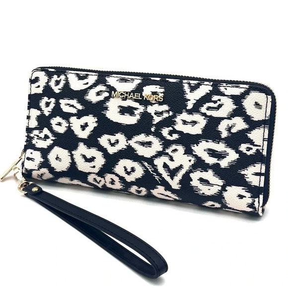 Michael Kors Large Continental Wallet Wristlet Black Multi - Picture 1 of 9